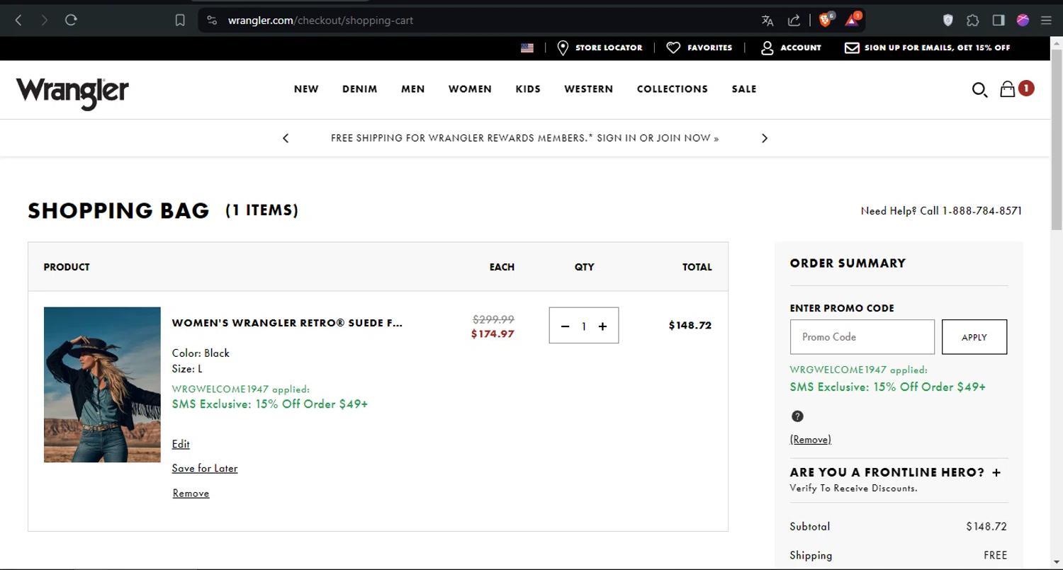How to apply Wrangler coupon code