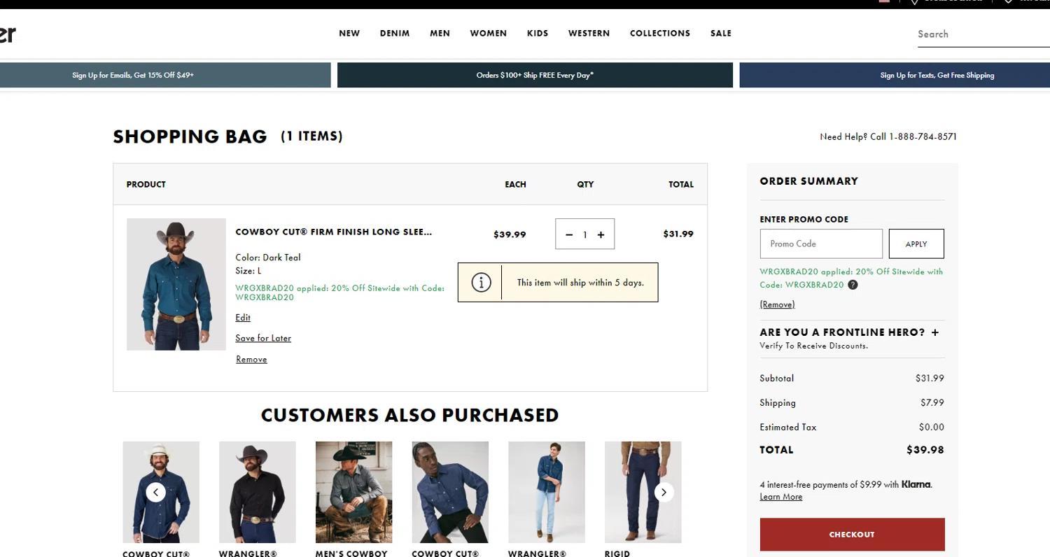 How to apply Wrangler coupon code